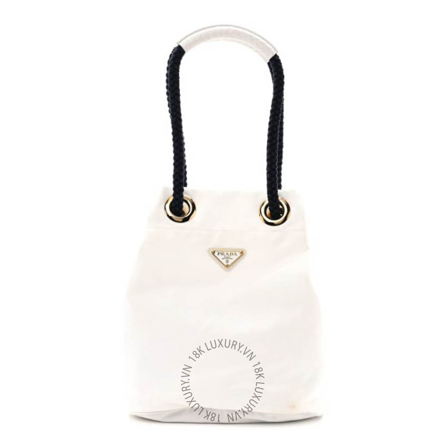 Túi xách Prada Re-Nylon Triangle Mariner Small Bucket Bag White Baltico FPTP399