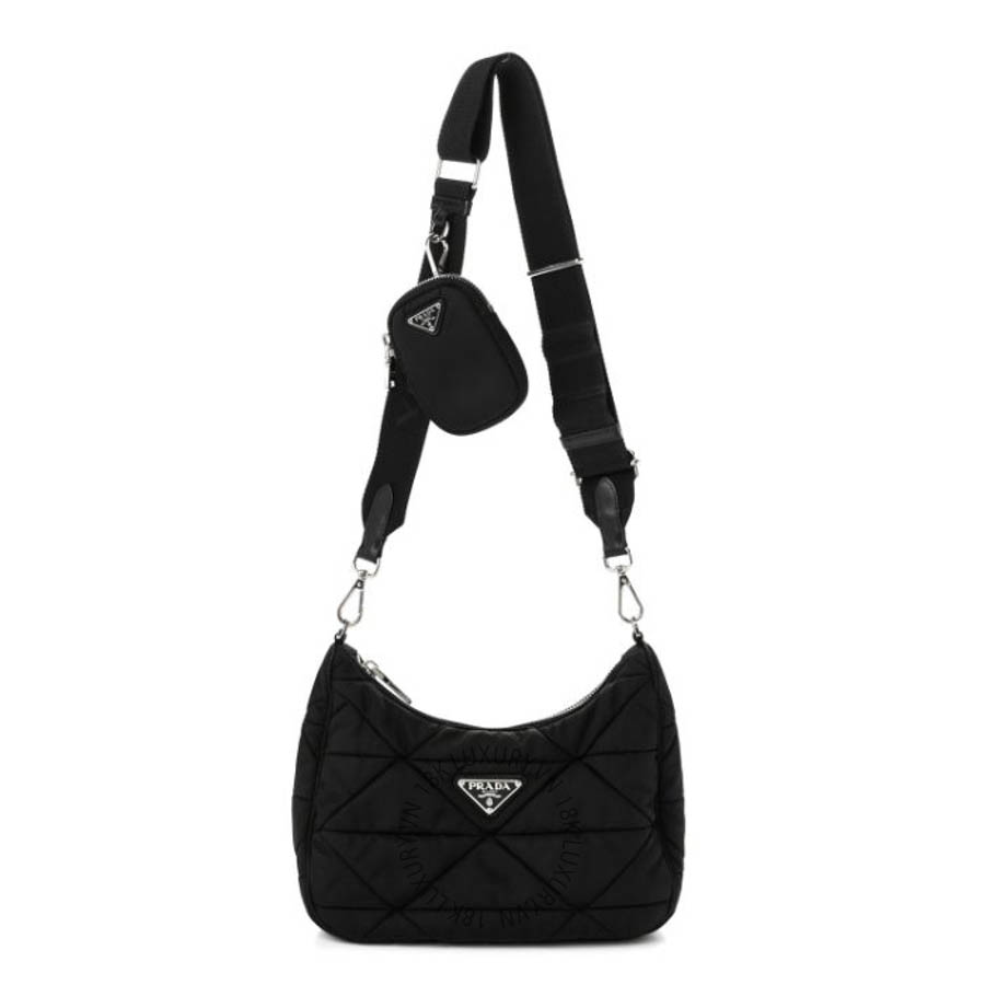 Túi xách Prada Re-Nylon Triangle Padded Patchwork Shoulder Bag Black FPTP350