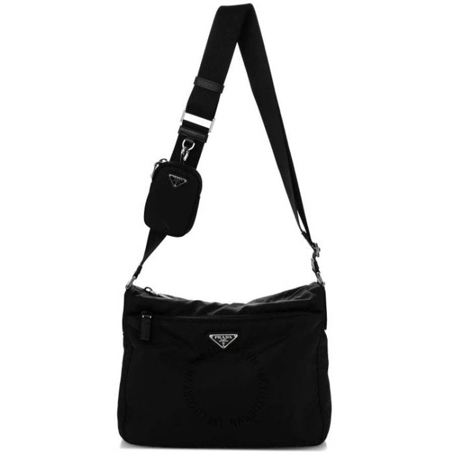 Túi xách Prada Re-Nylon Vela Saffiano Pocket Double Zip Messenger Bag Black FPTP371