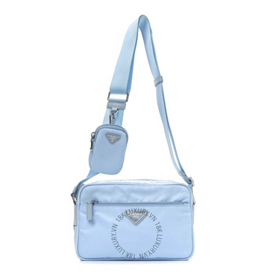 Túi xách Prada Re-Nylon Vela Saffiano Pocket Double Zip Shoulder Bag Celeste FPTP353