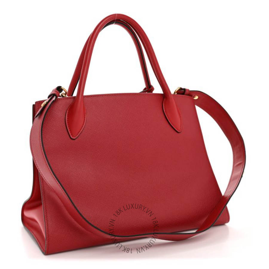 Túi xách Prada Saffiano Cuir Calfskin Medium Monochrome Top Handle Tote Fuoco FPTP396