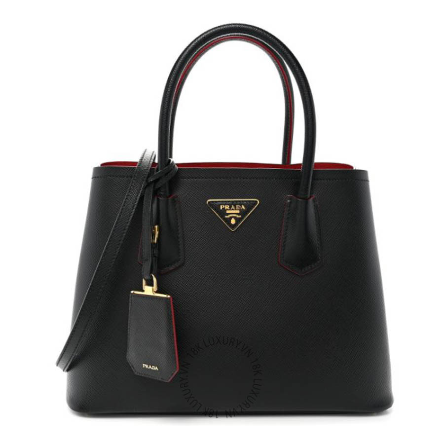 Túi xách Prada Saffiano Cuir Small Double Bag Black Fuoco FPTP449