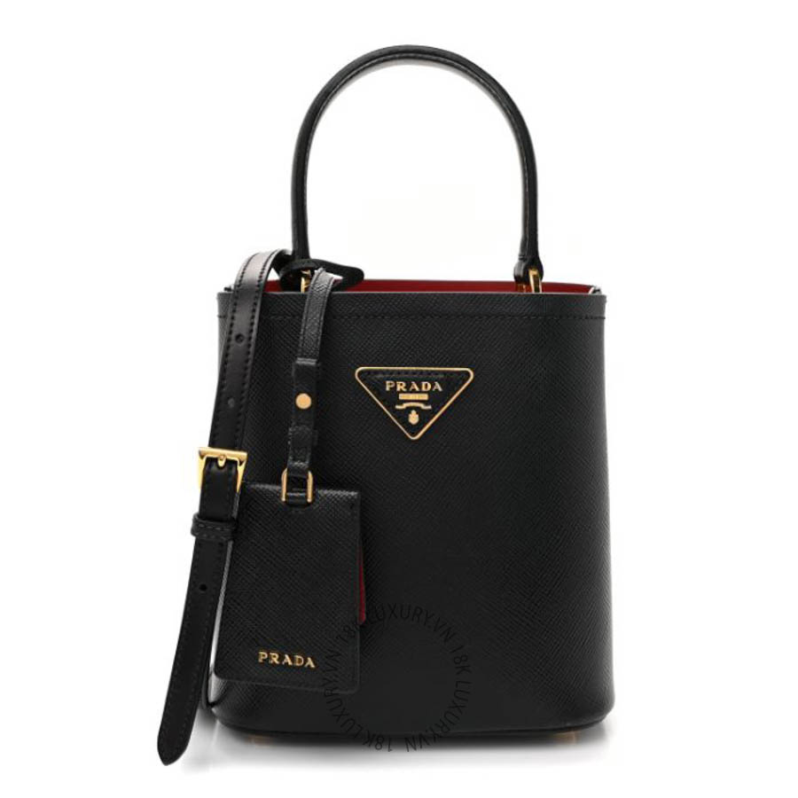 Túi xách Prada Saffiano Cuir Small Panier Bucket Bag Black Fuoco FPTP469