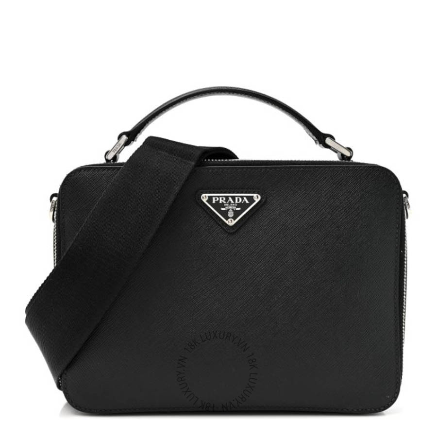 Túi xách Prada Saffiano Travel Medium Brique Crossbody Bag Black FPTP517