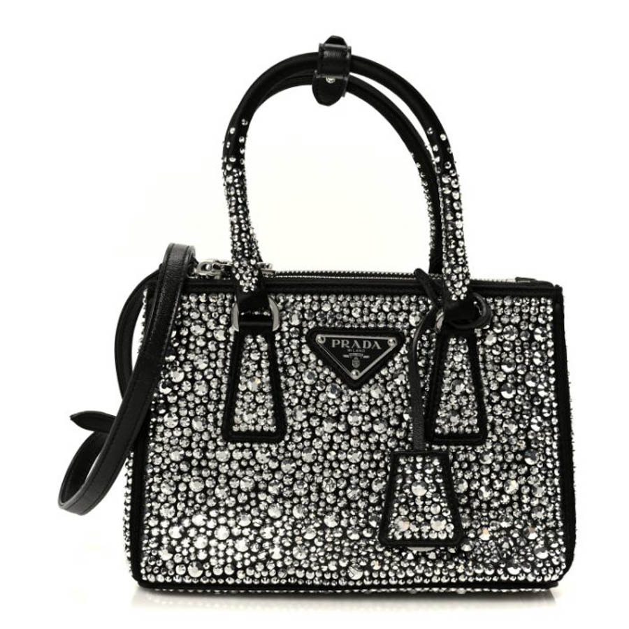 Túi xách Prada Satin Crystal Mini Galleria Double Zip Tote Metal FPTP632