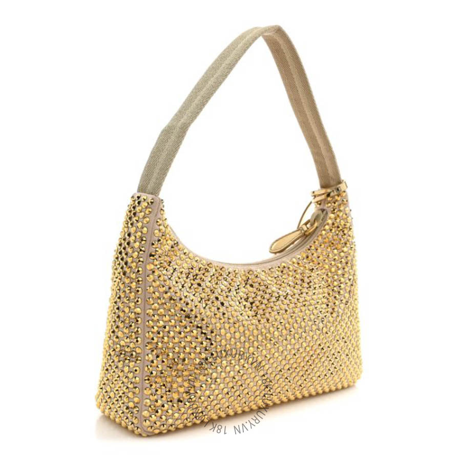 Túi xách Prada Satin Crystal Mini Re-Edition 2000 Bag Platino FPTP575