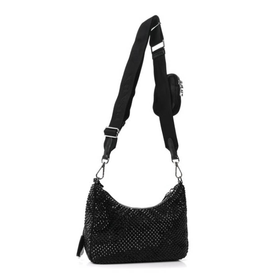 Túi xách Prada Satin Crystal Re-Edition 2005 Shoulder Bag Black FPTP612