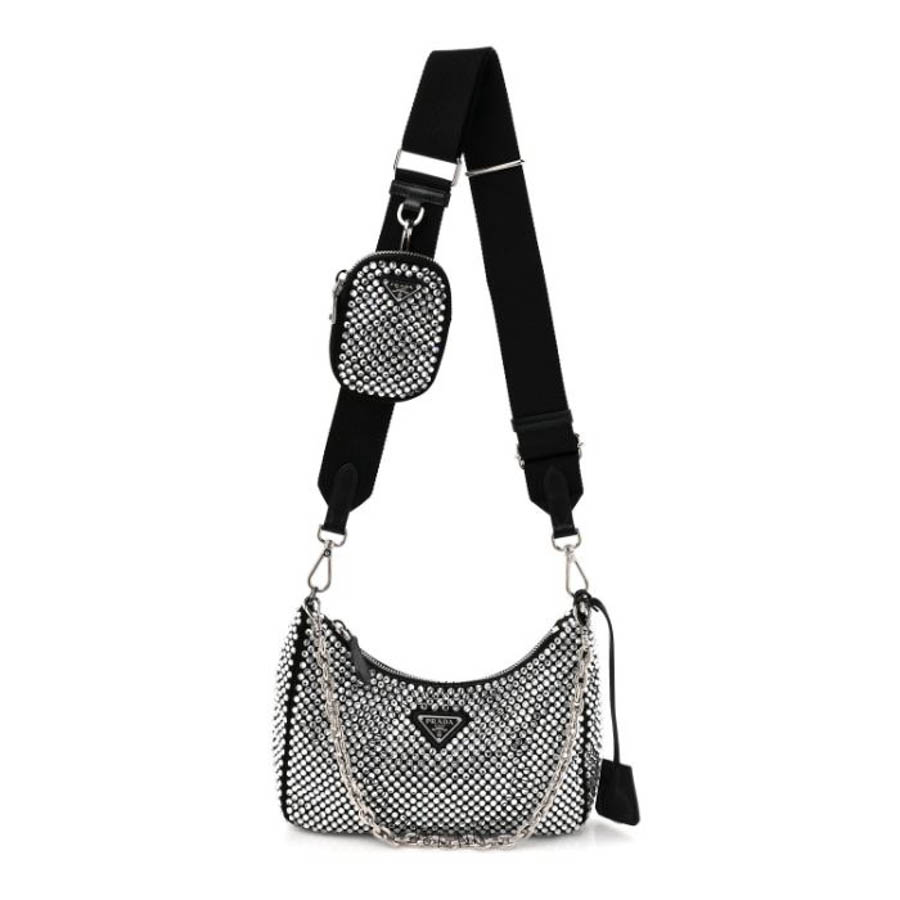 Túi xách Prada Satin Crystal Re-Edition 2005 Shoulder Bag Cristal FPTP606