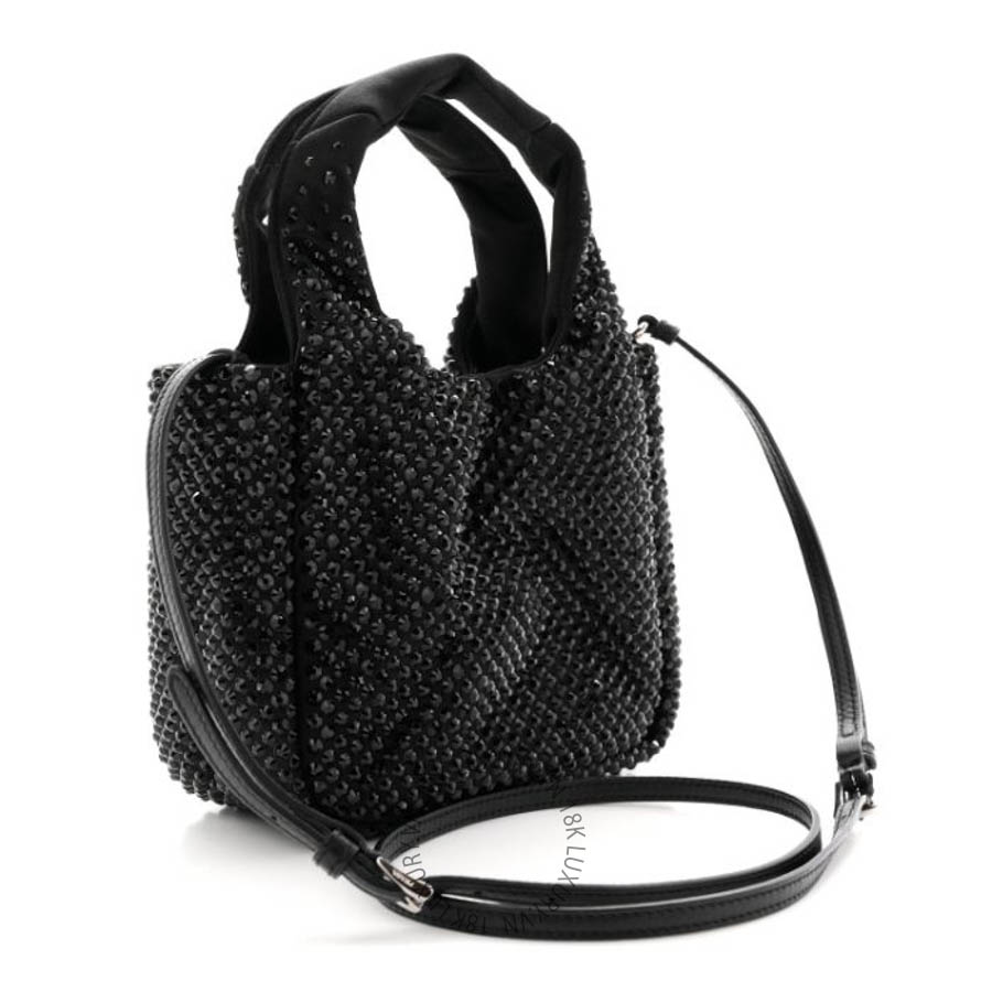 Túi xách Prada Satin Crystal Soft Padded Small Double Handled Shoulder Bag Black FPTP427