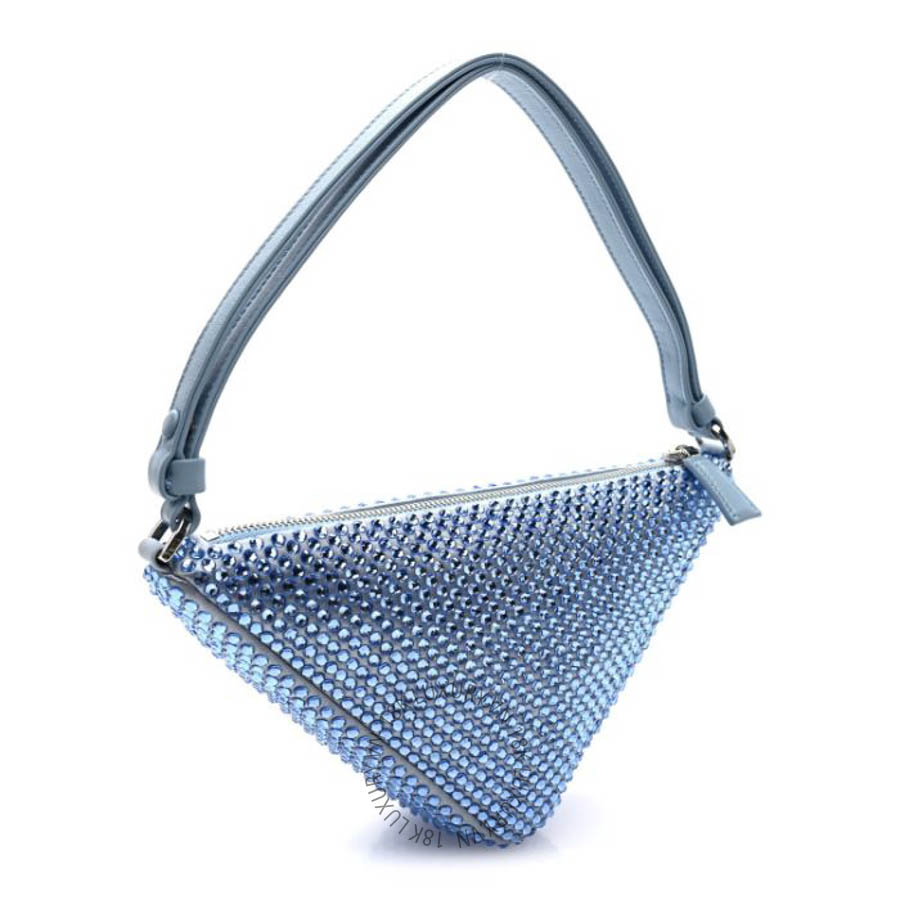 Túi xách Prada Satin Crystal Triangle Pouch Celeste FPTP480
