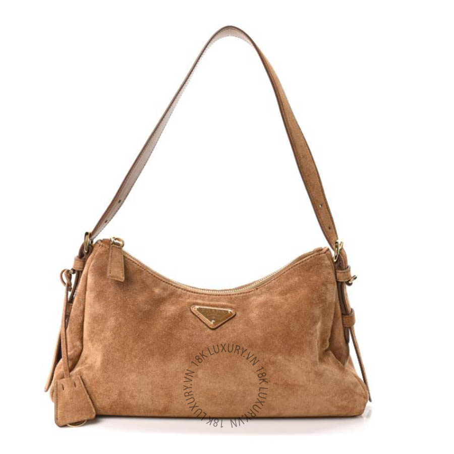Túi xách Prada Scamosciato Suede Medium Aimee Shoulder Bag Cacao FPTP589