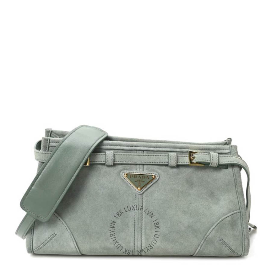 Túi xách Prada Scamosciato Triangle Small Bonnie Shoulder Bag Salvia FPTP579