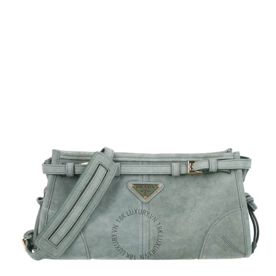 Túi xách Prada Scamosciato Triangle Small Bonnie Shoulder Bag Salvia FPTP594