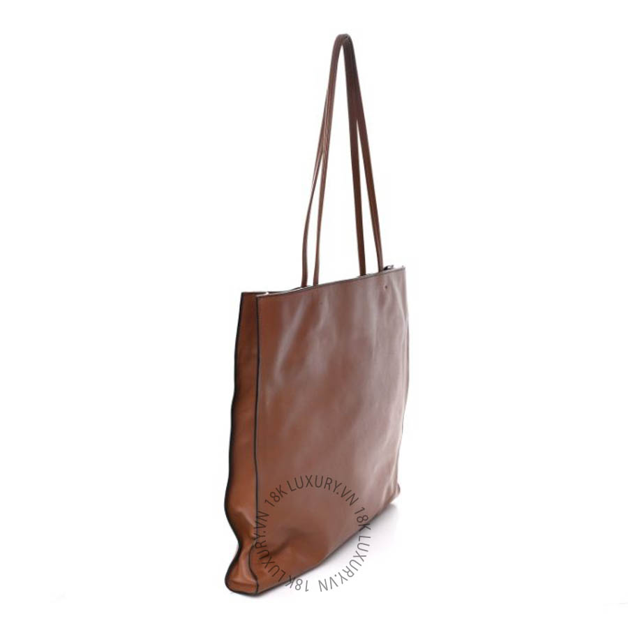 Túi xách Prada Soft Calfskin Triangle Logo Embossed Tote Cognac FPTP284