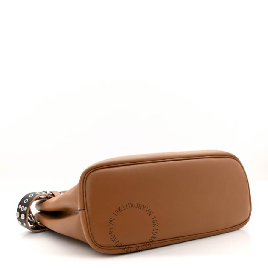 Túi xách Prada Soft Grain Calfskin Studded Large Buckle Bag With Belt Caramel FPTP633 8 Túi xách Prada Soft Grain Calfskin Studded Large Buckle Bag With Belt Caramel FPTP633