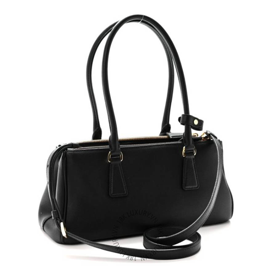 Túi xách Prada Soft Grain Medium East West Galleria Double Zip Bag Black FPTP642
