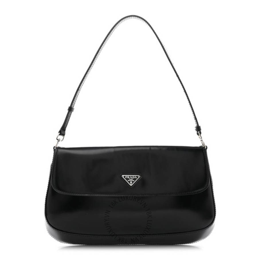 Túi xách Prada Spazzolato Cleo Flap Shoulder Bag Black FPTP422