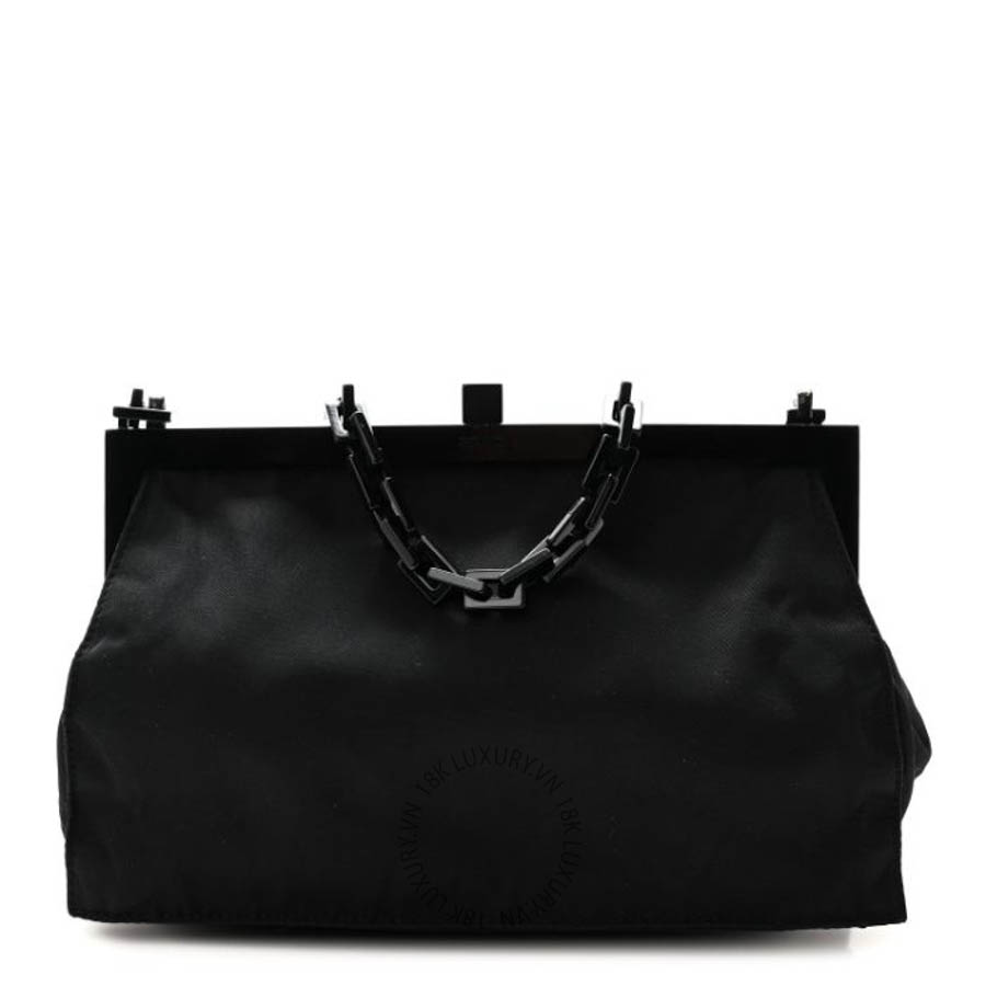 Túi xách Prada Tessuto Nylon Kisslock Frame Shoulder Bag Black FPTP023