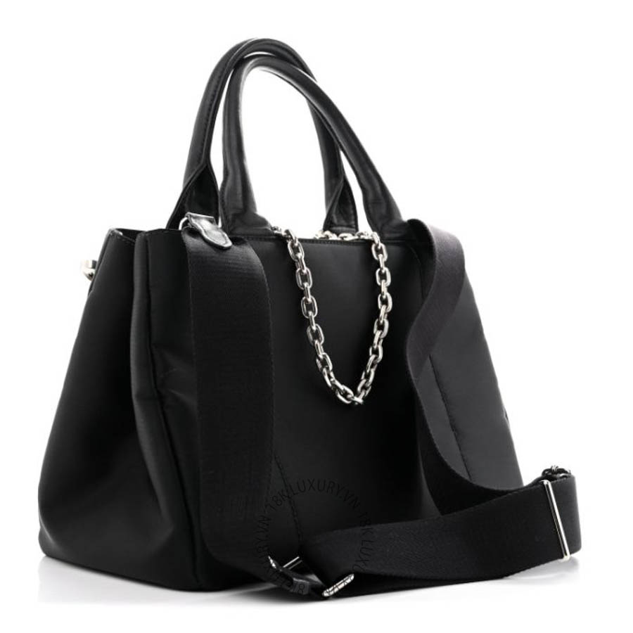 Túi xách Prada Tessuto Nylon Nappa Zip Pocket Chain Tote Black FPTP421