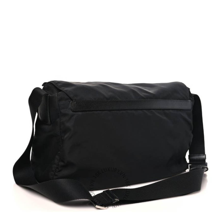 Túi xách Prada Tessuto Nylon Saffiano Double Buckle Messenger Shoulder Bag Black FPTP099
