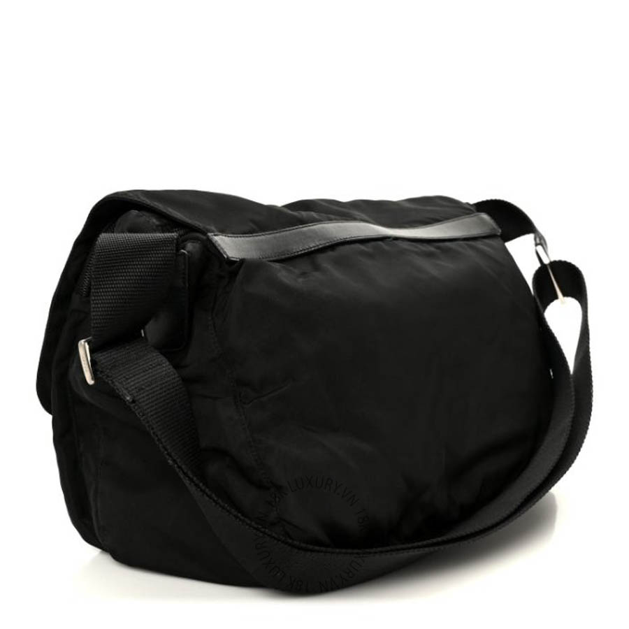 Túi xách Prada Tessuto Nylon Saffiano Double Buckle Messenger Shoulder Bag Black FPTP142