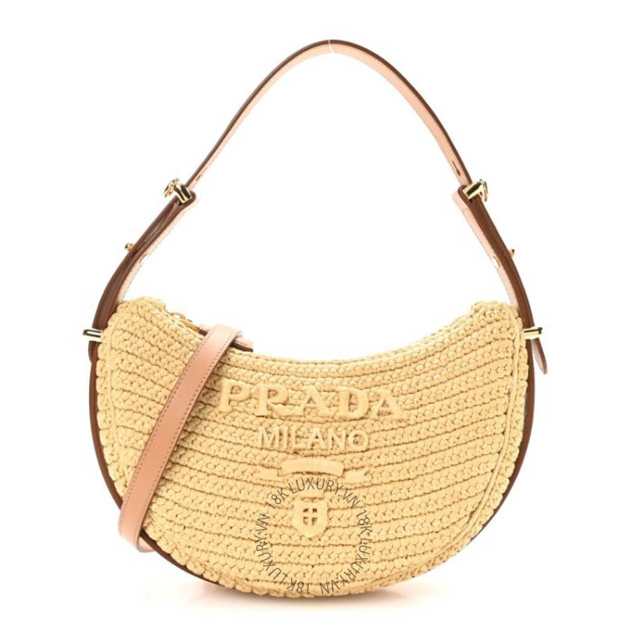 Túi xách Prada Yarn Raffia Effect Crochet Arque Shoulder Bag Natural FPTP582