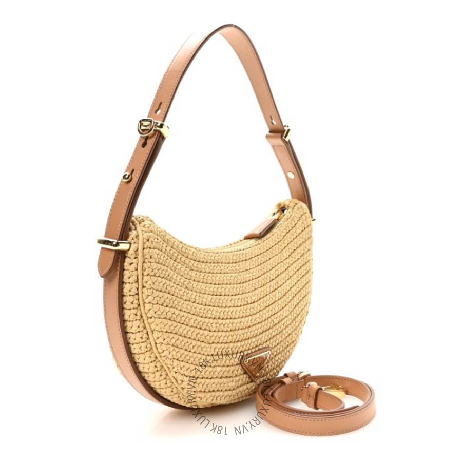 Túi xách Prada Yarn Raffia Effect Crochet Arque Shoulder Bag Natural FPTP582