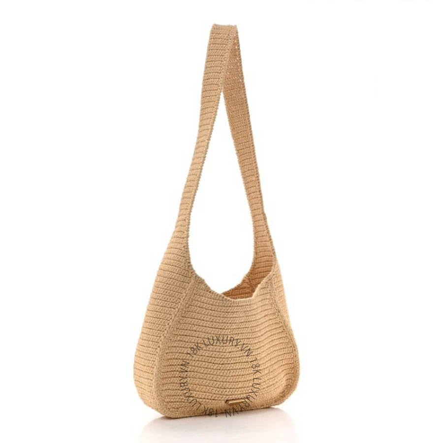 Túi xách Prada Yarn Raffia Effect Crochet Embroidered Logo Hobo Naturale FPTP378