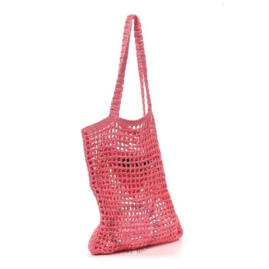 Túi xách Prada Yarn Raffia Effect Crochet Logo Embroidered Tote Bag Petalo FPTP347