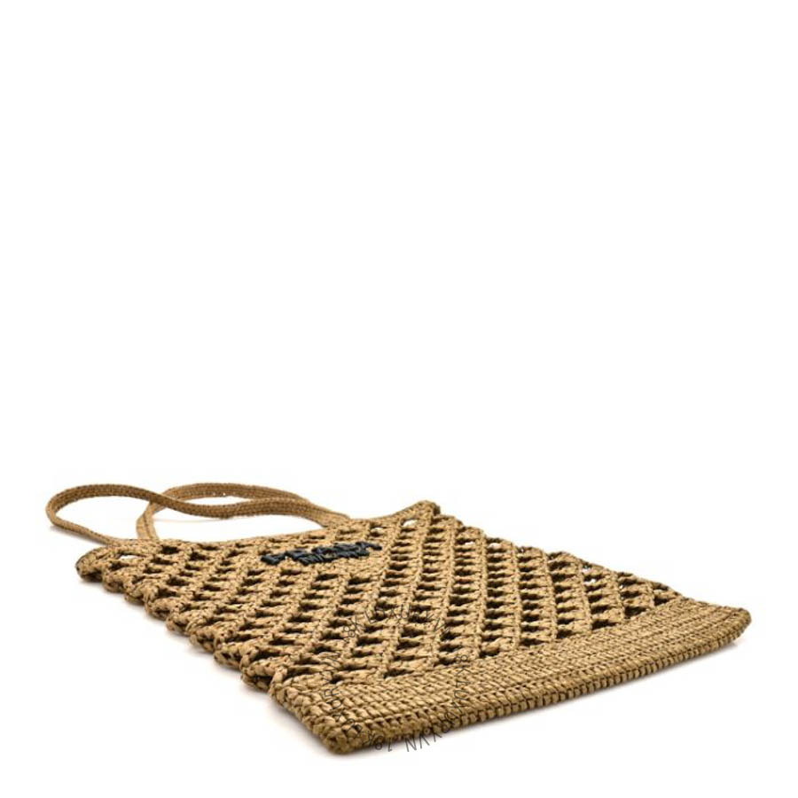 Túi xách Prada Yarn Raffia Effect Embroidered Logo Tote Oliva FPTP385 8 Túi xách Prada Yarn Raffia Effect Embroidered Logo Tote Oliva FPTP385