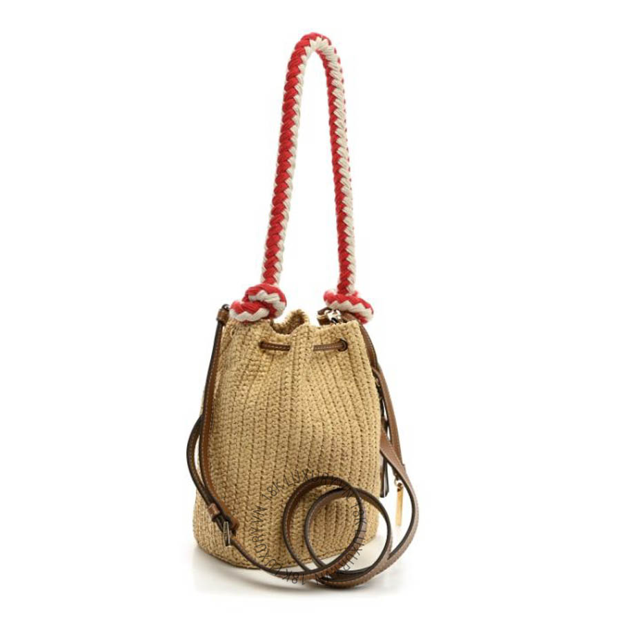 Túi xách Prada Yarn Raffia Effect Rope Crochet Small Bucket Bag Naturale FPTP489