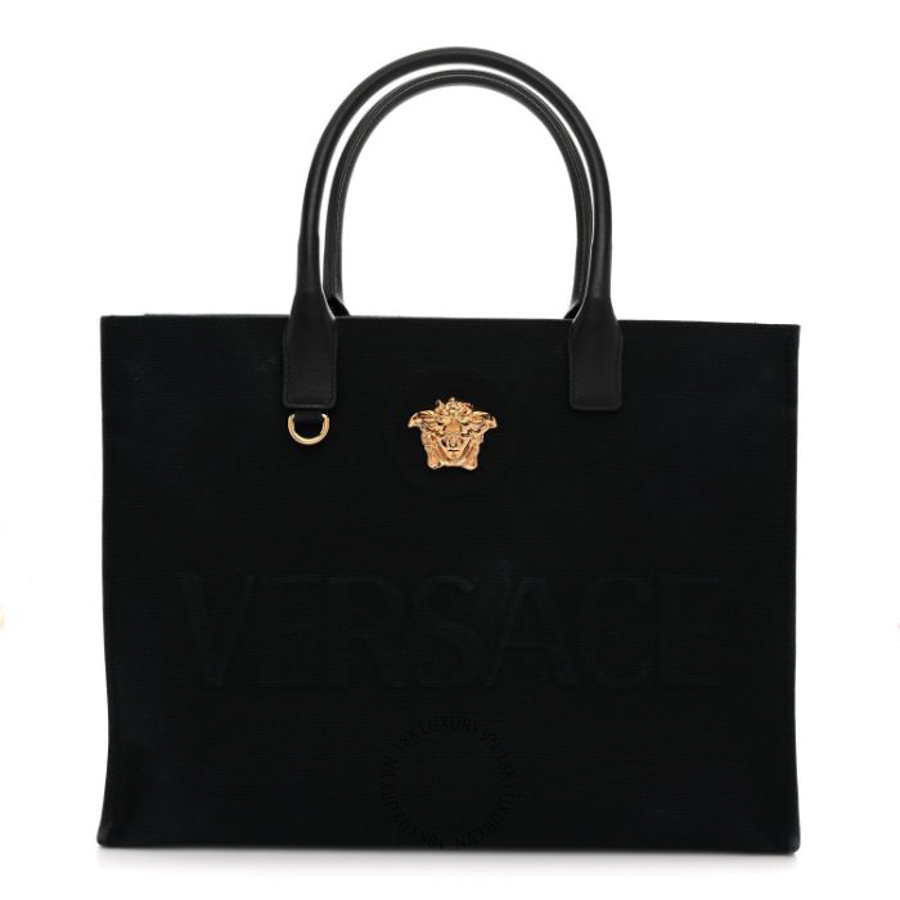 Túi xách Versace Canvas Calfskin Large La Medusa Tote Bag Black TVS31