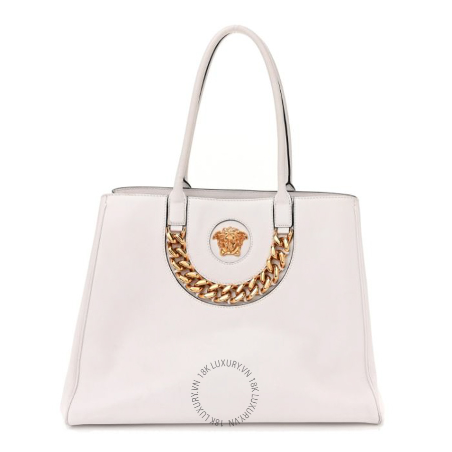 Túi xách Versace Grained Calfskin La Medusa Chain Tote White TVS19