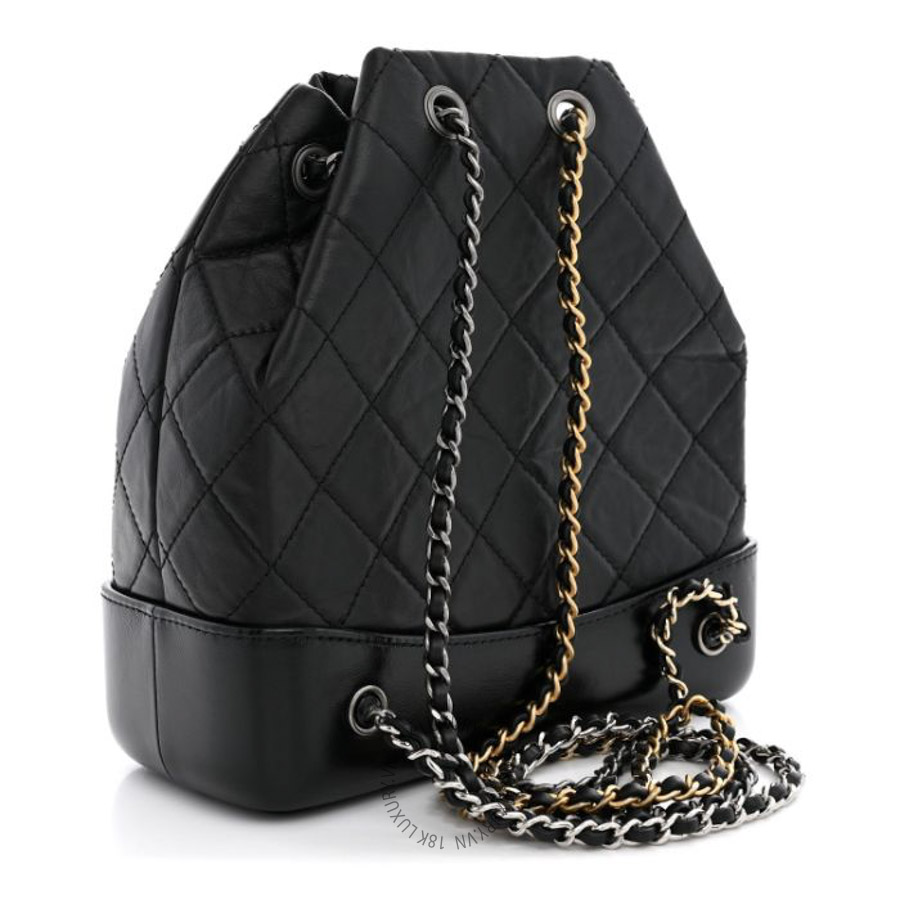 Balo Chanel Aged Calfskin Quilted Small Gabrielle Backpack Black FPTC1058