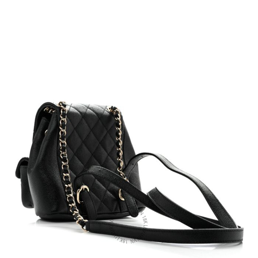 Balo Chanel Shiny Caviar Quilted Small Duma Pockets Drawstring Backpack Black FPTC1056