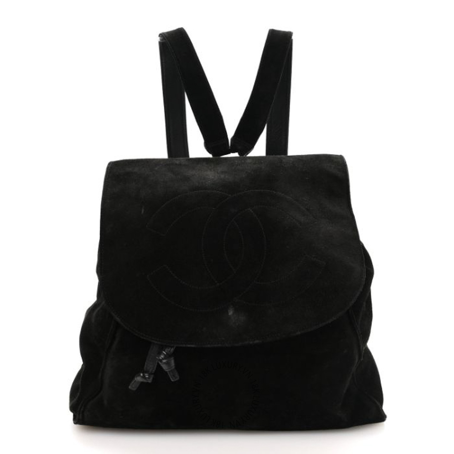 Balo Chanel Suede CC Drawstring Backpack Black CVB633