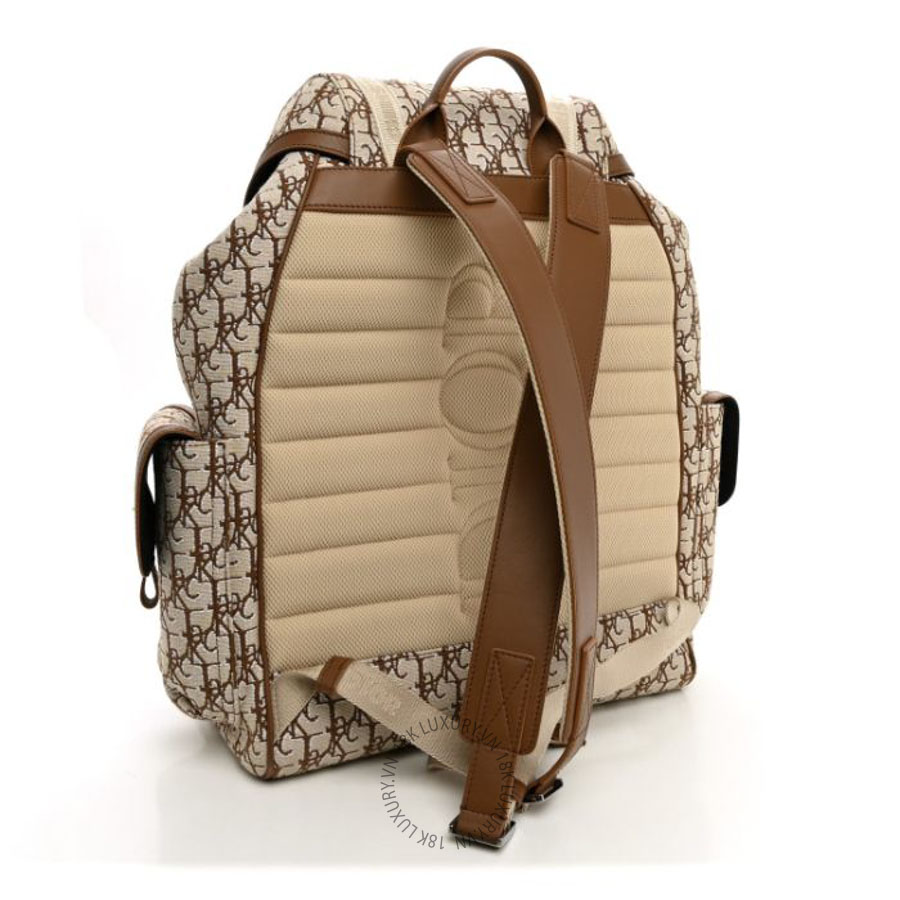 Balo Christian Dior X CACTUS JACK Calfskin Hit The Road Logo Backpack Beige FPTD204