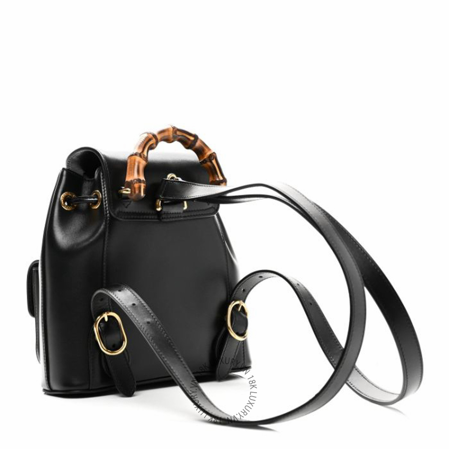 Balo Gucci Calfskin Bamboo Backpack Black NFPG375