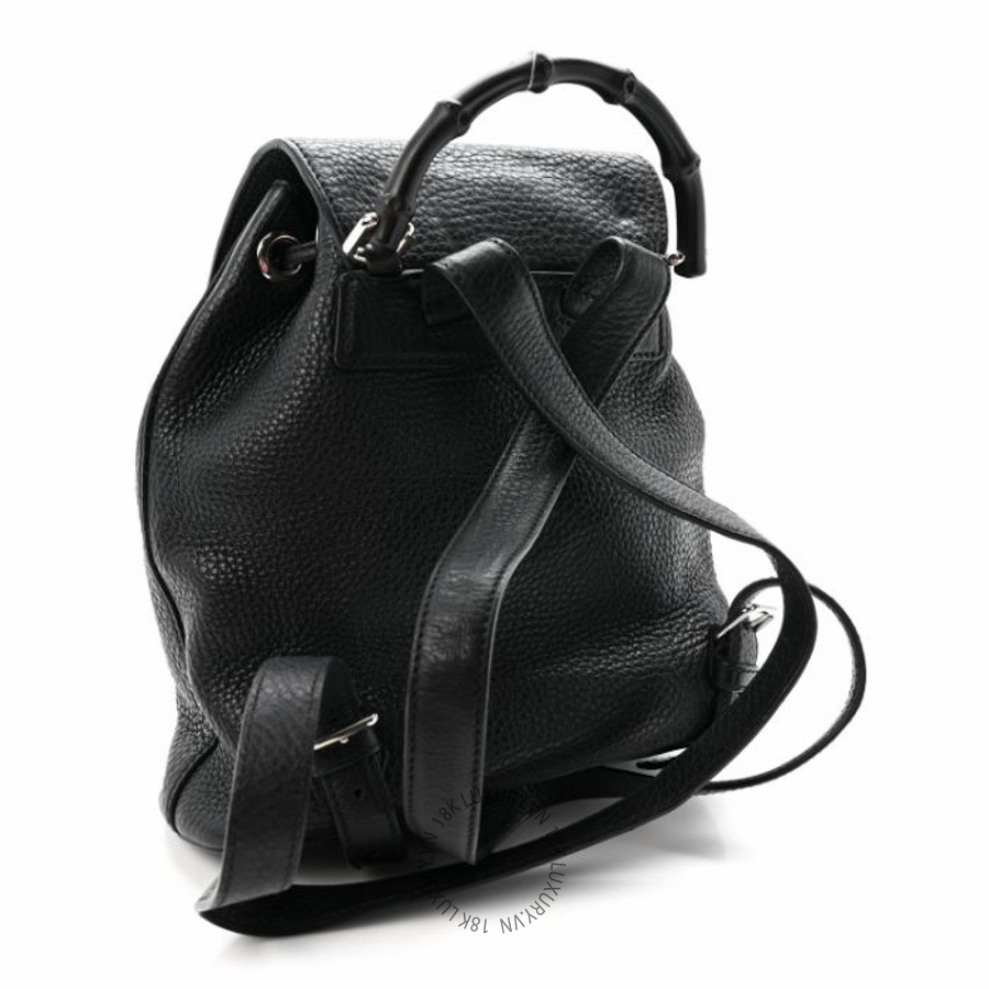 Balo Gucci Calfskin Small Bamboo Backpack Black NFPG581