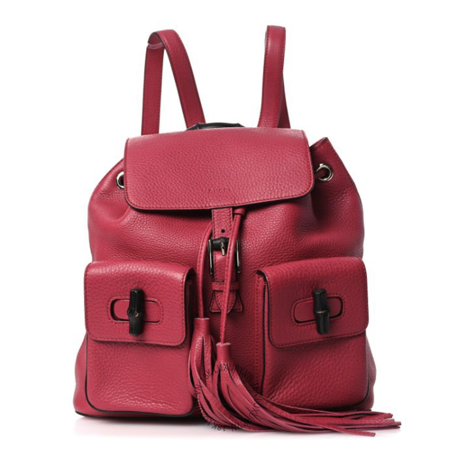 Balo Gucci Cellarius Calfskin Medium Bamboo Backpack Petunia GDCB587