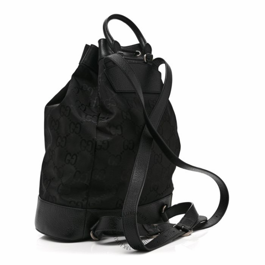 Balo Gucci Econyl Nylon Monogram Off The Grid Drawstring Bucket Backpack Black NFPG103