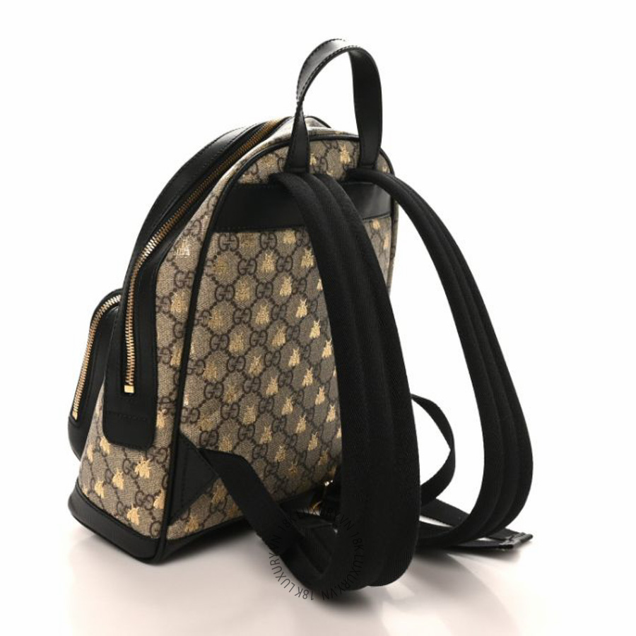 Balo Gucci GG Supreme Monogram Bees Print Small Day Backpack Beige Oro Black NFPG050