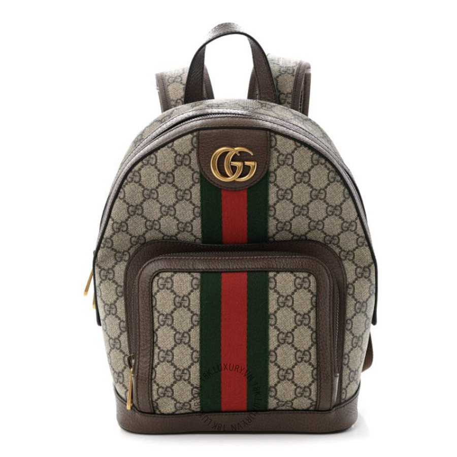 Balo Gucci GG Supreme Monogram Calfskin Web Small Ophidia Day Backpack Beige Ebony New Acero GDCB156