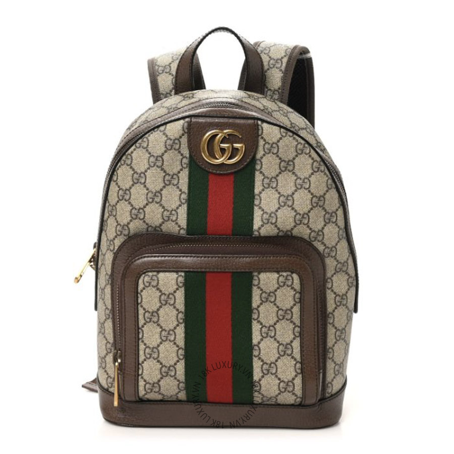 Balo Gucci GG Supreme Monogram Calfskin Web Small Ophidia Day Backpack Beige Ebony New Acero GDCB262