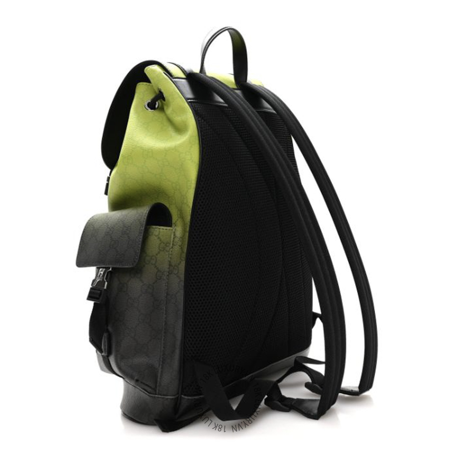 Balo Gucci GG Supreme Monogram Large Double Buckle Backpack Green GDCB283
