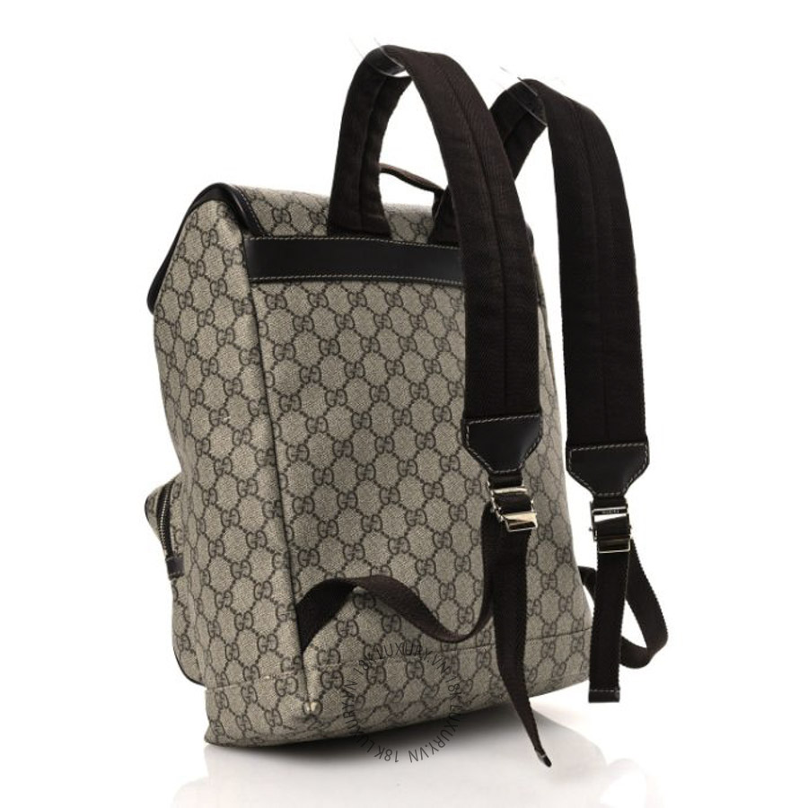 Balo Gucci GG Supreme Monogram Medium Single Buckle Rucksack Backpack Beige Ebony Brown GDCB336