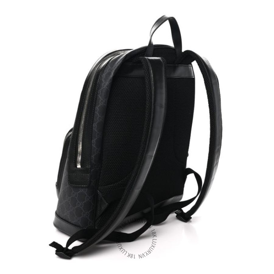 Balo Gucci GG Supreme Monogram Textured Calfskin Retro Interlocking G Backpack Black GDCB002