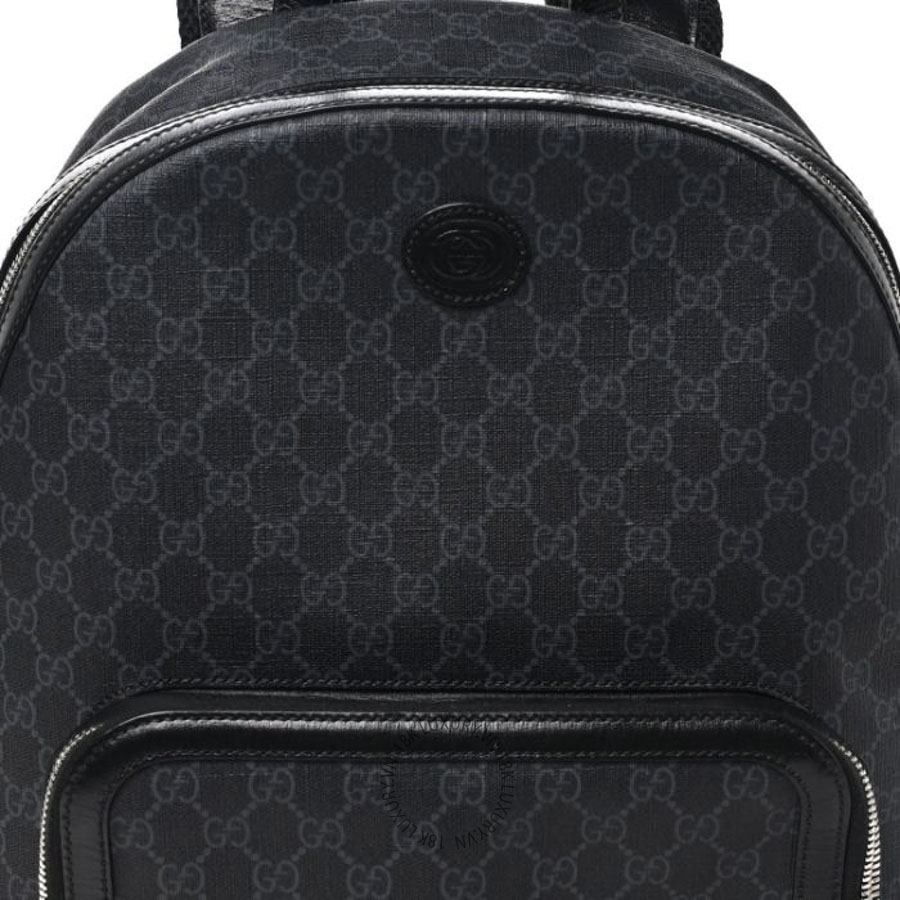 Balo Gucci GG Supreme Monogram Textured Calfskin Retro Interlocking G Backpack Black GDCB002 18 Balo Gucci GG Supreme Monogram Textured Calfskin Retro Interlocking G Backpack Black GDCB002
