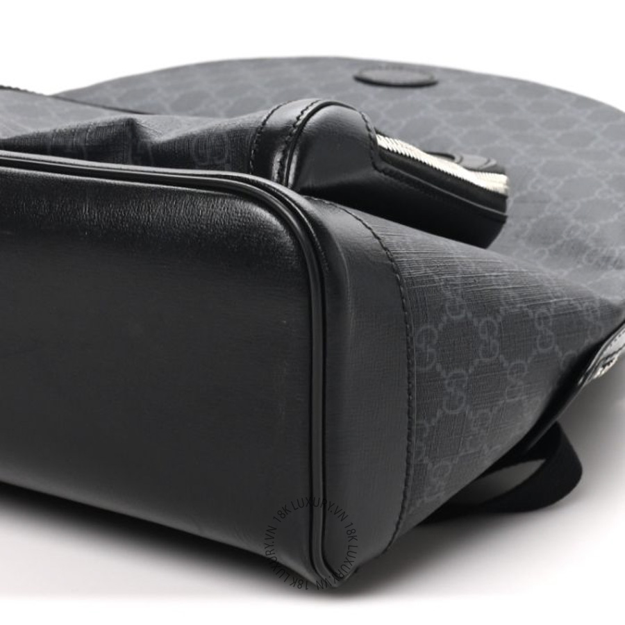 Balo Gucci GG Supreme Monogram Textured Calfskin Retro Interlocking G Backpack Black GDCB002 20 Balo Gucci GG Supreme Monogram Textured Calfskin Retro Interlocking G Backpack Black GDCB002