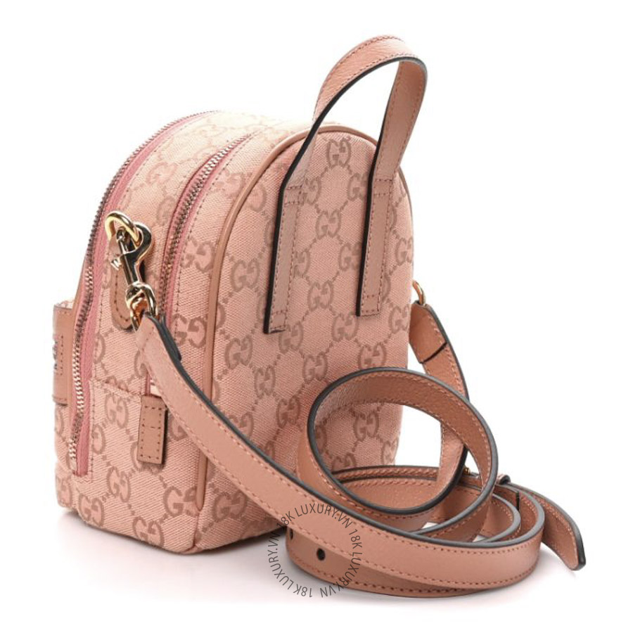 Balo Gucci Monogram Textured Dollar Calfskin Mini Ophidia Crossbody Cloche Rose Pink GDCB019